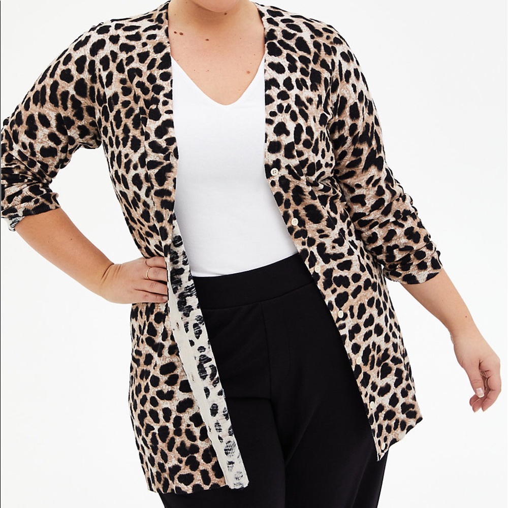 Torrid Leopard slub boyfriend cardigan